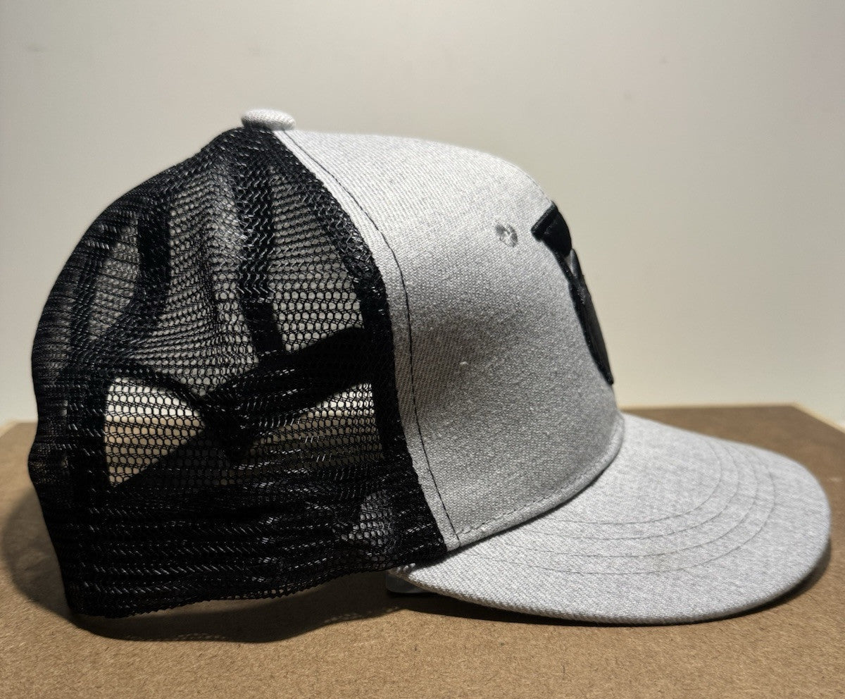 Bearded Men Design Trucker Hat - Grey & Black - ExclusiveCrowns