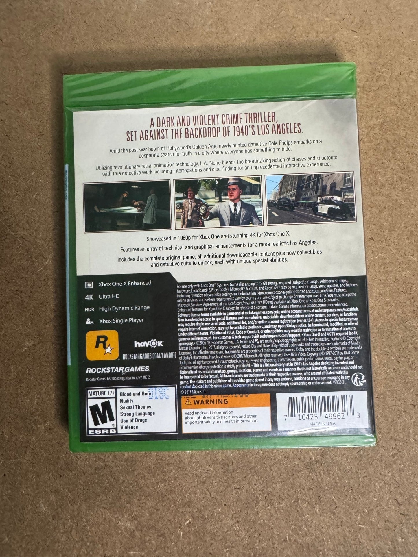 L.A. Noire - Xbox One (Brand New, 4K UHD, HDR, Xbox One X Enhanced - Rockstar Games, Complete Edition, Factory Sealed) - ExclusiveCrowns