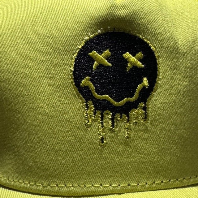 Neon Vibes Drip Emoji Trucker Hat - Yellow & Black - ExclusiveCrowns
