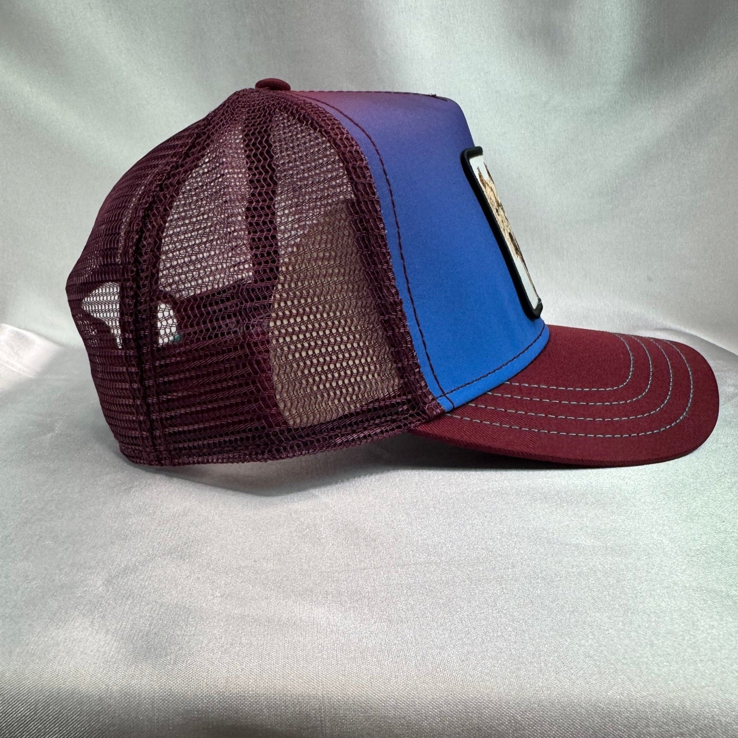 Pit Bull Patch Trucker Snapback Hat – Burgundy Mesh Cap - ExclusiveCrowns