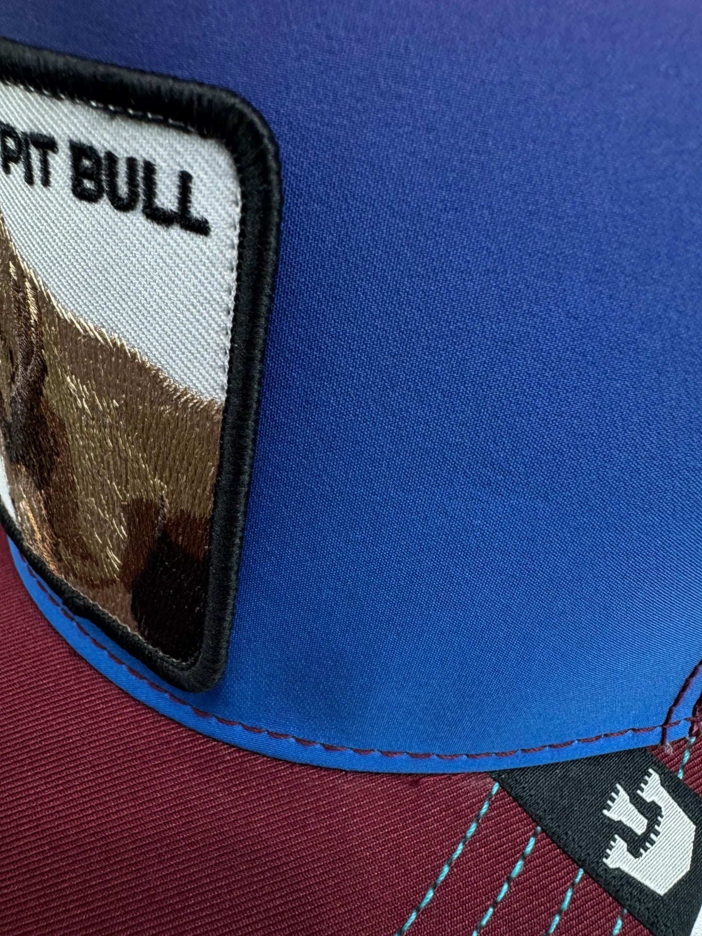 Pit Bull Patch Trucker Snapback Hat – Burgundy Mesh Cap - ExclusiveCrowns
