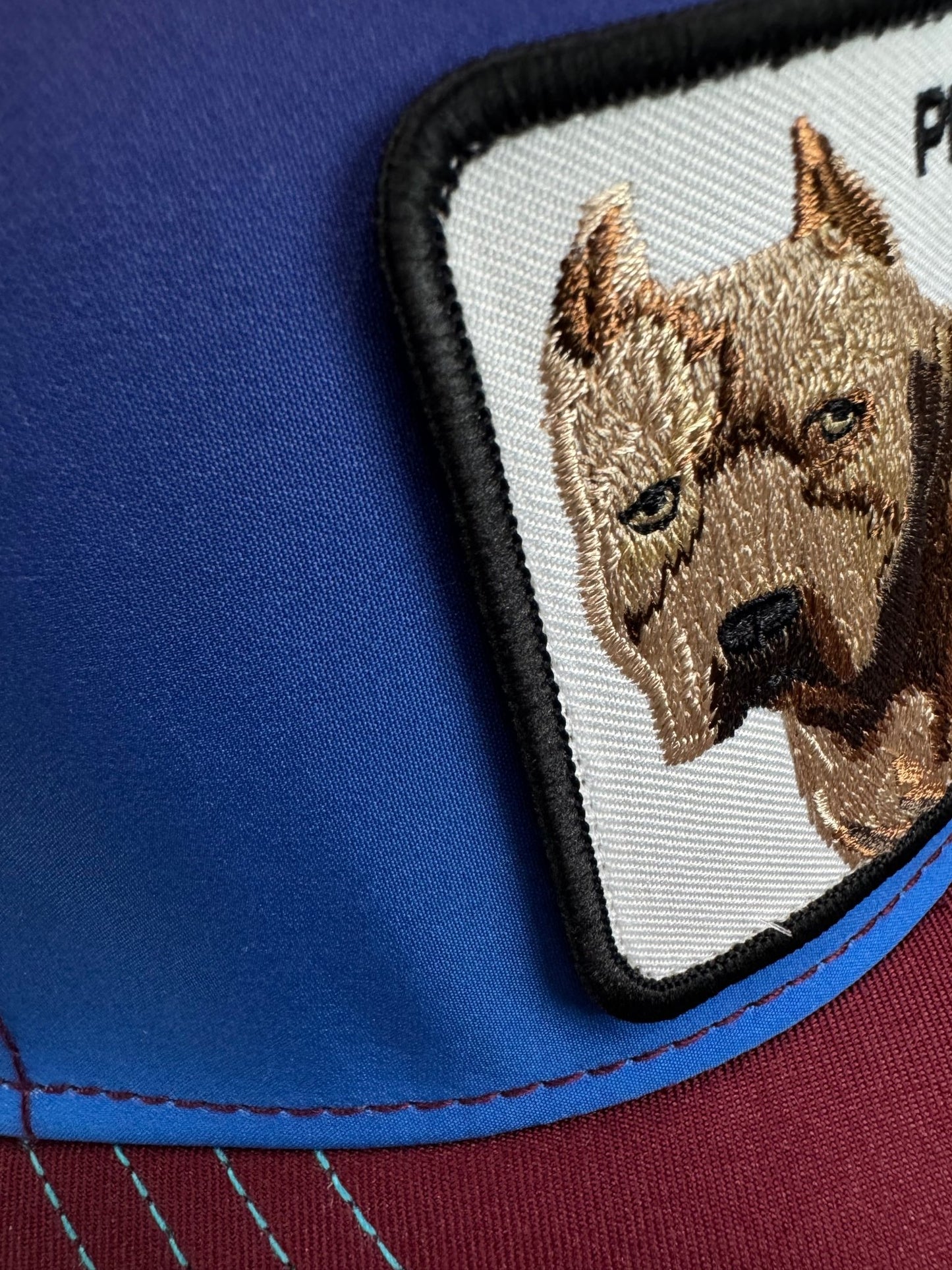 Pit Bull Patch Trucker Snapback Hat – Burgundy Mesh Cap - ExclusiveCrowns