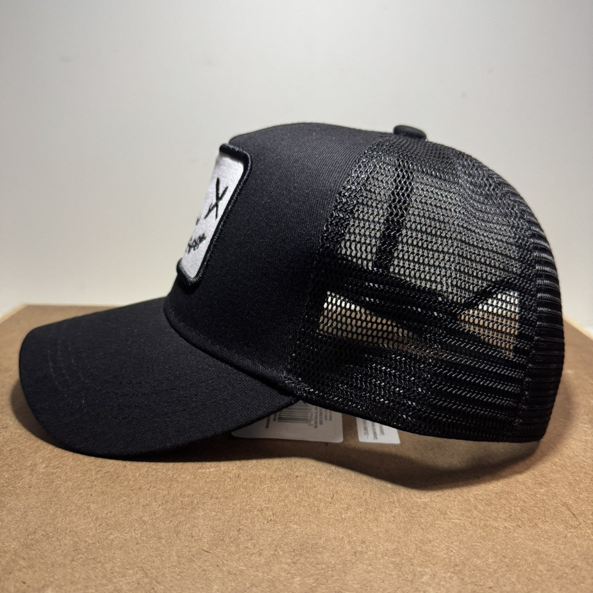 Smiley Face Trucker Hat - Black & White Mesh Back - ExclusiveCrowns