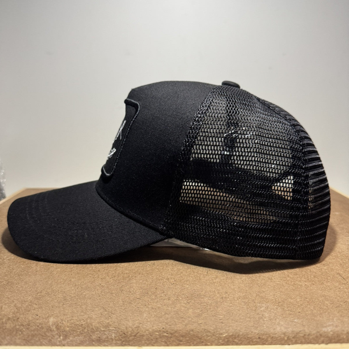 Smiley Face Trucker Hat - Black & White Mesh Back - ExclusiveCrowns