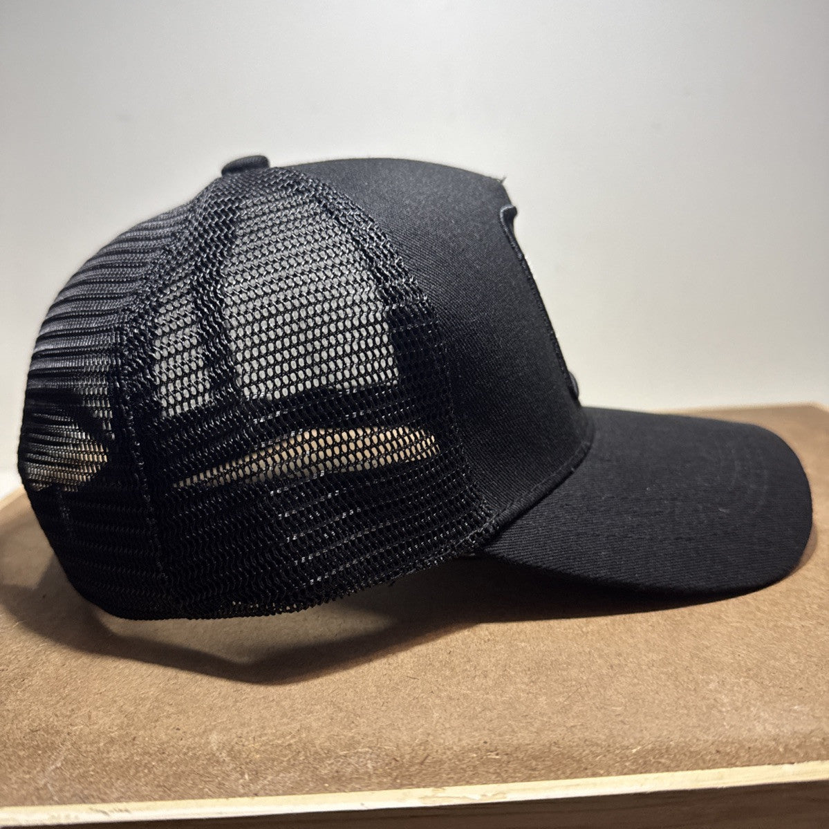 Smiley Face Trucker Hat - Black & White Mesh Back - ExclusiveCrowns