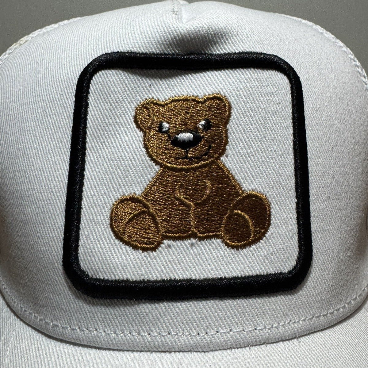 Teddy Bear Trucker Hat - White Mesh Back - ExclusiveCrowns