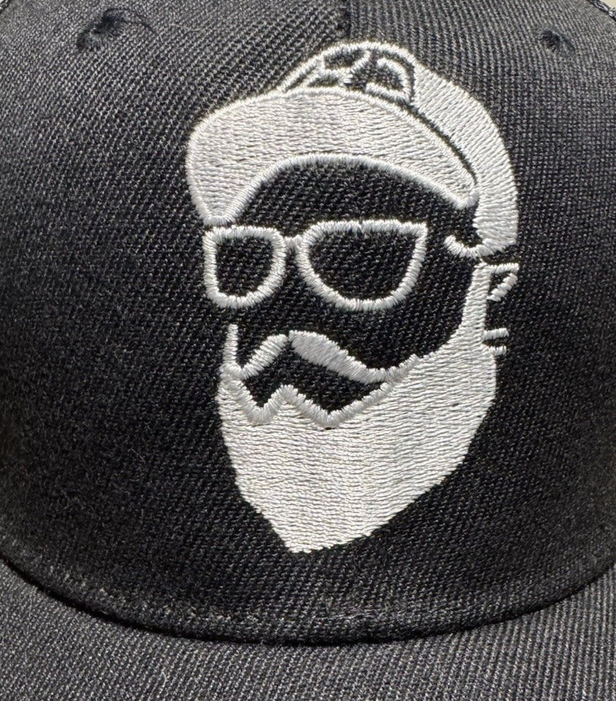 Trucker Hat with Bearded Man Design - Black & White - ExclusiveCrowns