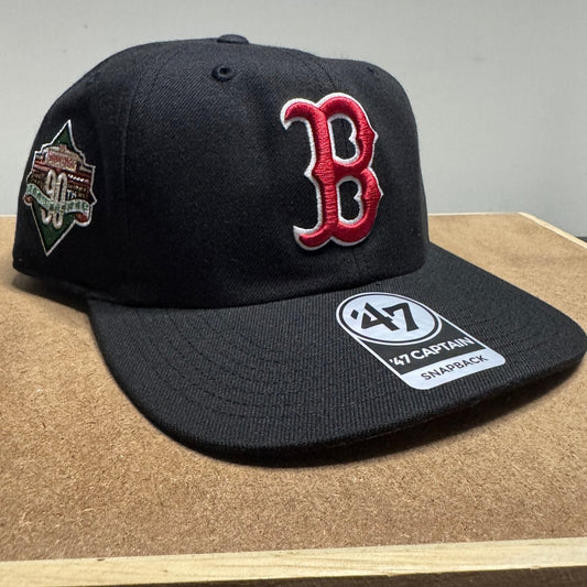 ‘47 Brand Black Dome Sureshot Captain Boston Red Sox Adjustable Hat - Black - ExclusiveCrowns