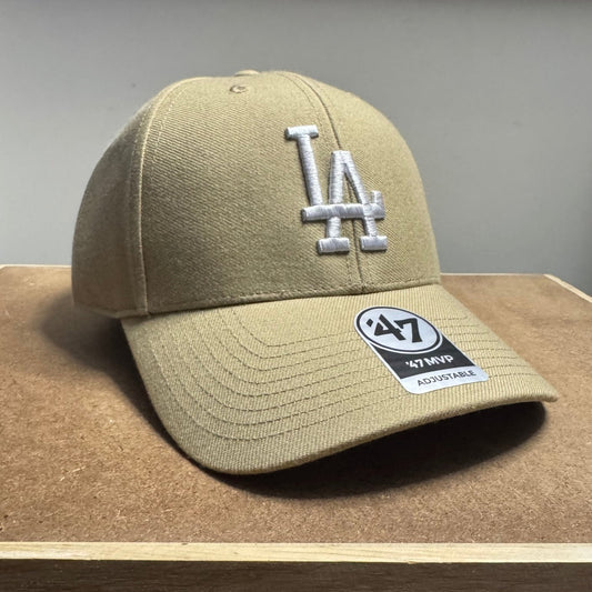 ‘47 Los Angeles Dodgers MVP Adjustable Hat MLB - Khaki/White - ExclusiveCrowns