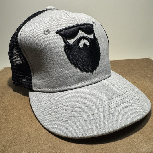 Bearded Men Design Trucker Hat - Grey & Black - ExclusiveCrowns