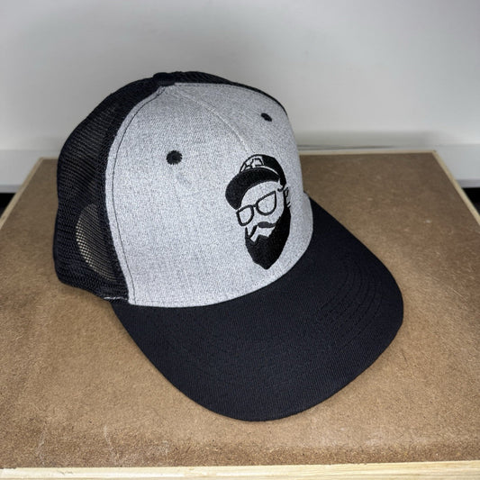 Bearded Style Trucker Hat - Gray & Black Snapback - ExclusiveCrowns