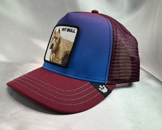 Pit Bull Patch Trucker Snapback Hat – Burgundy Mesh Cap - ExclusiveCrowns