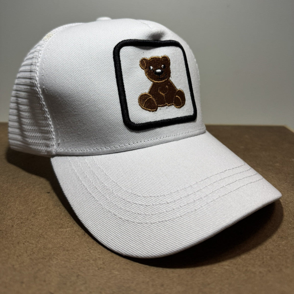 Teddy Bear Trucker Hat - White Mesh Back - ExclusiveCrowns