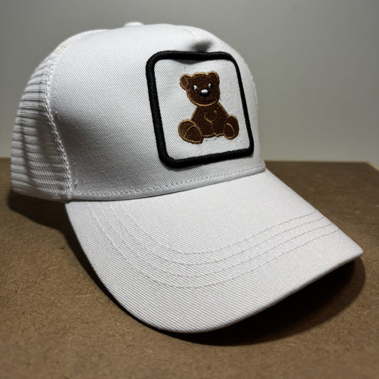 Teddy Bear Trucker Hat - White Mesh Back - ExclusiveCrowns
